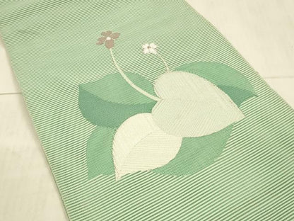 平和屋着物＊夏物 絽綴れ 八寸名古屋帯 草花文 銀糸 正絹 逸品 DAAX5749cm