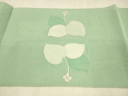 平和屋着物＊夏物 絽綴れ 八寸名古屋帯 草花文 銀糸 正絹 逸品 DAAX5749cm