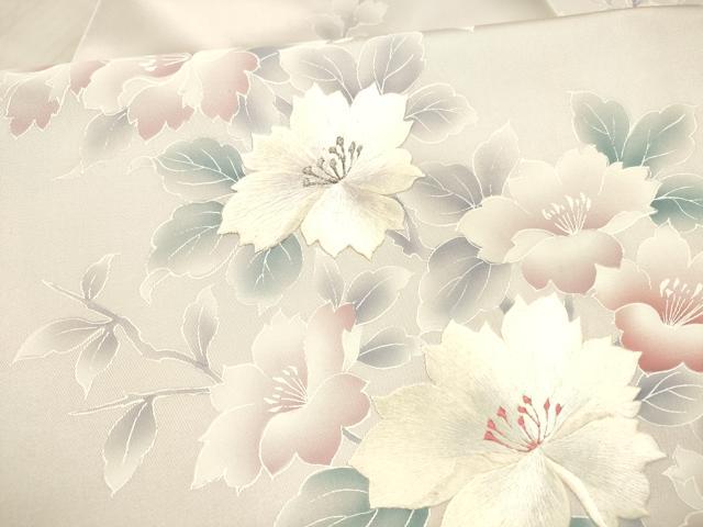 平和屋着物●九寸名古屋帯 刺繍 枝花文 銀糸 正絹 逸品 DAAX5782cm