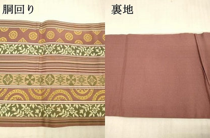 平和屋着物●本場筑前博多織 半幅帯 草花間道 正絹 逸品 DAAX5784cm