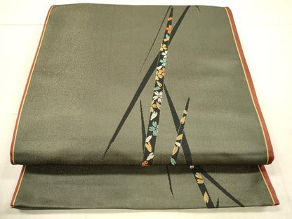 平和屋着物●太鼓柄袋帯　舞花文　金銀糸　金通し地　正絹　逸品　DAAX5789cm