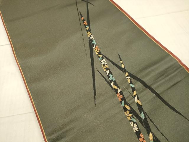 平和屋着物●太鼓柄袋帯　舞花文　金銀糸　金通し地　正絹　逸品　DAAX5789cm