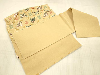 平和屋着物●つけ帯　型絵染　舞蝶文　正絹　逸品　DAAX5799cm