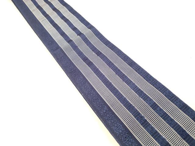 平和屋着物●男性　本場筑前博多織　角帯　抽象間道　正絹　逸品　DAAX5804cm