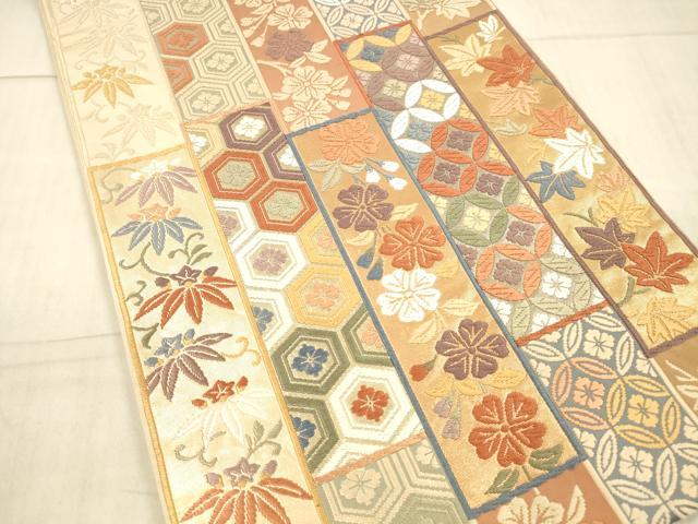 平和屋着物●六通柄袋帯 唐織 草花文 金糸 正絹 逸品 DAAX5805cm