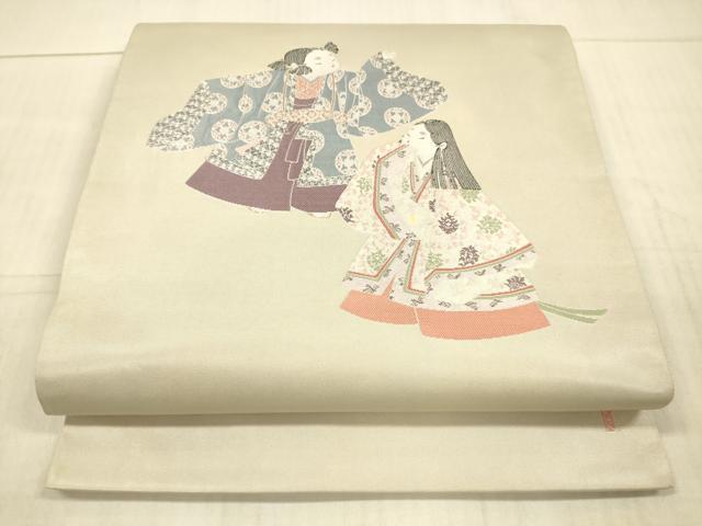 平和屋着物●西陣　長嶋成織物　ながしま帯　加賀友禅の巨匠　初代　由水十久　六通柄袋帯　人物文　正絹　逸品　DAAX5807cm