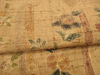 平和屋着物●太鼓柄袋帯 紬地 絞り 草花文 正絹 逸品 DAAX5809cm
