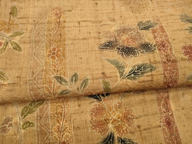 平和屋着物●太鼓柄袋帯 紬地 絞り 草花文 正絹 逸品 DAAX5809cm
