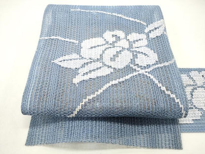 平和屋着物＊夏物 八寸名古屋帯 羅 草花文 正絹 逸品 DAAX5870cm