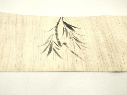 平和屋着物＊夏物 九寸名古屋帯 手描き 草葉文 魚 麻 逸品 DAAX5871cm
