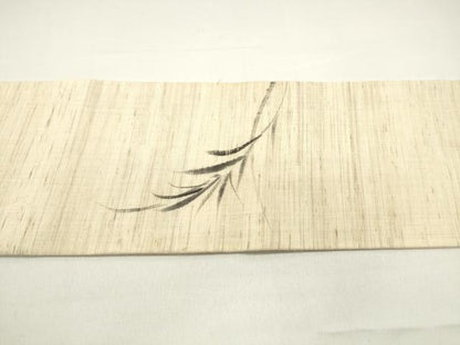 平和屋着物＊夏物 九寸名古屋帯 手描き 草葉文 魚 麻 逸品 DAAX5871cm