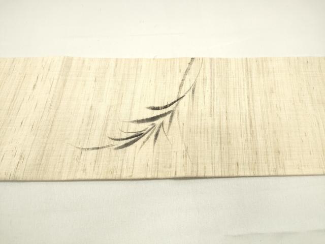 平和屋着物＊夏物 九寸名古屋帯 手描き 草葉文 魚 麻 逸品 DAAX5871cm