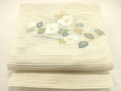 平和屋着物＊夏物 絽綴れ 八寸名古屋帯 枝花文 金銀糸 正絹 逸品 DAAX5872cm