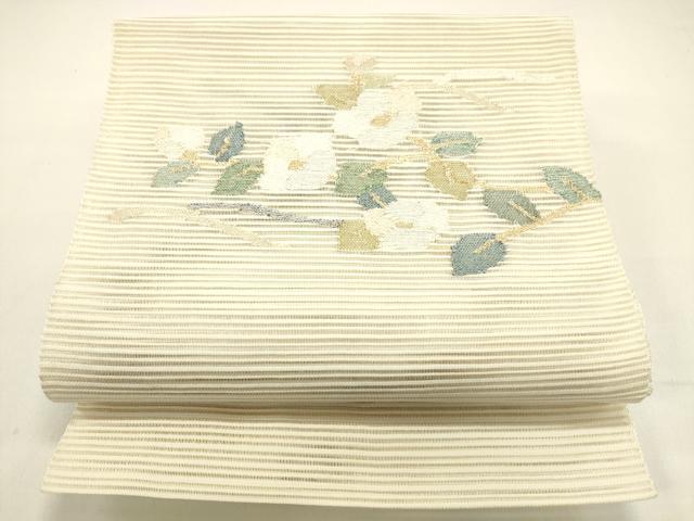 平和屋着物＊夏物 絽綴れ 八寸名古屋帯 枝花文 金銀糸 正絹 逸品 DAAX5872cm