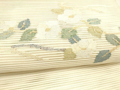 平和屋着物＊夏物 絽綴れ 八寸名古屋帯 枝花文 金銀糸 正絹 逸品 DAAX5872cm