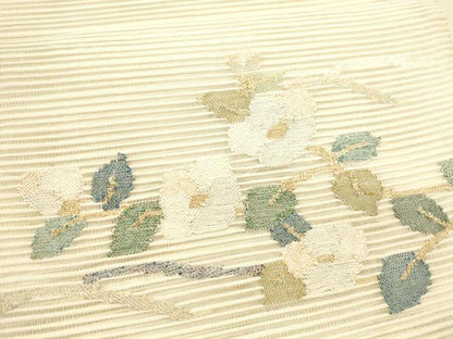 平和屋着物＊夏物 絽綴れ 八寸名古屋帯 枝花文 金銀糸 正絹 逸品 DAAX5872cm