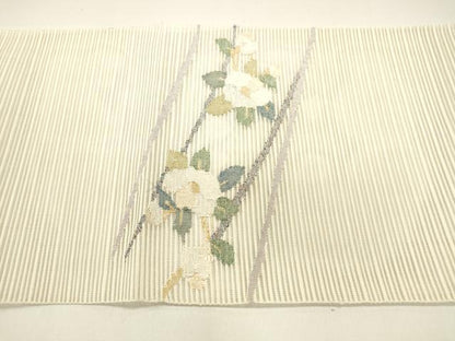 平和屋着物＊夏物 絽綴れ 八寸名古屋帯 枝花文 金銀糸 正絹 逸品 DAAX5872cm