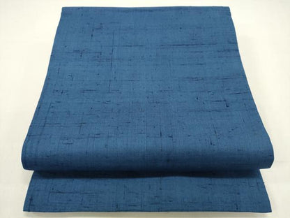 平和屋着物●九寸開き名古屋帯 紬地 青藍色 正絹 逸品 DAAX5873cm
