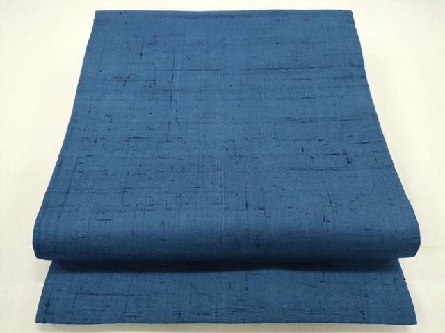 平和屋着物●九寸開き名古屋帯 紬地 青藍色 正絹 逸品 DAAX5873cm