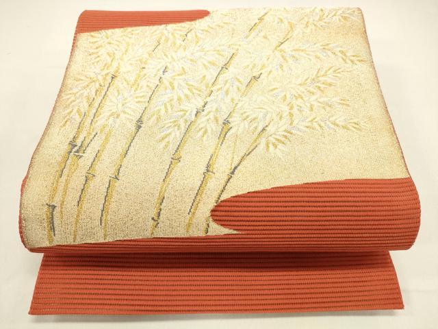 平和屋着物＊夏物 絽綴れ 八寸名古屋帯 笹竹文 金銀糸 正絹 逸品 DAAX5874cm