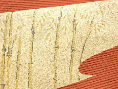 平和屋着物＊夏物 絽綴れ 八寸名古屋帯 笹竹文 金銀糸 正絹 逸品 DAAX5874cm