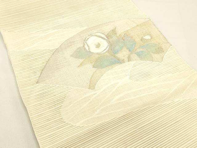 平和屋着物＊夏物　絽綴れ　八寸名古屋帯　流水枝花文　金銀糸　正絹　逸品　DAAX5875cm