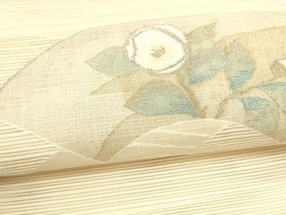 平和屋着物＊夏物　絽綴れ　八寸名古屋帯　流水枝花文　金銀糸　正絹　逸品　DAAX5875cm