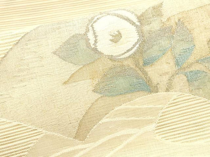 平和屋着物＊夏物　絽綴れ　八寸名古屋帯　流水枝花文　金銀糸　正絹　逸品　DAAX5875cm