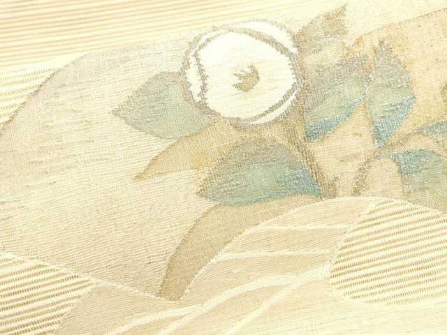 平和屋着物＊夏物　絽綴れ　八寸名古屋帯　流水枝花文　金銀糸　正絹　逸品　DAAX5875cm
