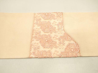 平和屋着物＊夏物 九寸名古屋帯 総刺繍 草花文 正絹 逸品 DAAX5876cm