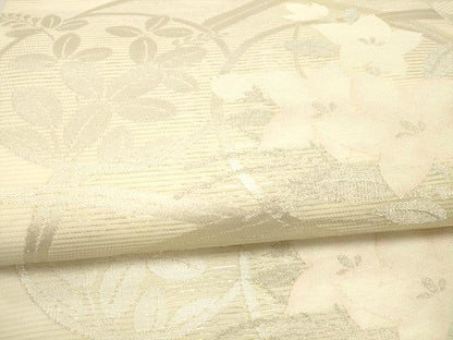 平和屋着物＊夏物 九寸名古屋帯 草花文 銀糸 正絹 逸品 DAAX5881cm