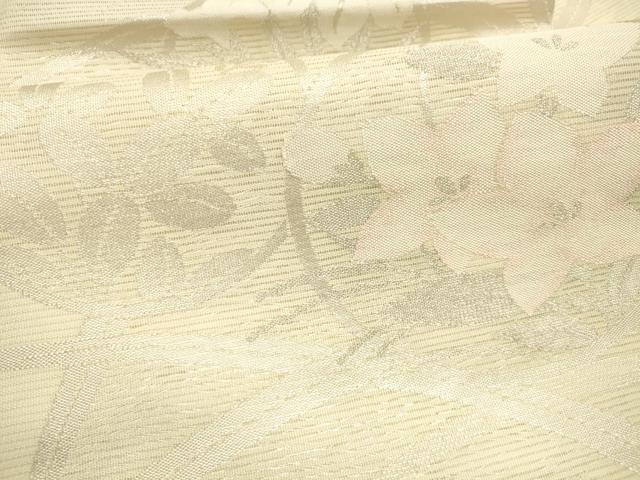 平和屋着物＊夏物 九寸名古屋帯 草花文 銀糸 正絹 逸品 DAAX5881cm