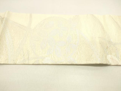 平和屋着物＊夏物 九寸名古屋帯 草花文 銀糸 正絹 逸品 DAAX5881cm