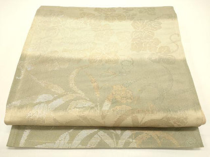 平和屋着物＊夏物 六通柄袋帯 草花文 金銀糸 正絹 逸品 DAAX5886cm