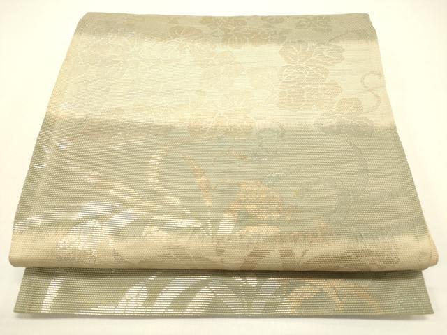 平和屋着物＊夏物 六通柄袋帯 草花文 金銀糸 正絹 逸品 DAAX5886cm