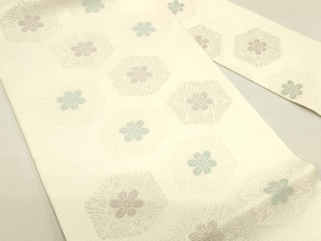 平和屋着物＊夏物　九寸名古屋帯　唐織　舞花文　銀糸　正絹　逸品　DAAX5896cm