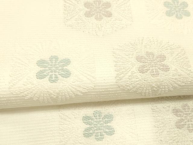 平和屋着物＊夏物　九寸名古屋帯　唐織　舞花文　銀糸　正絹　逸品　DAAX5896cm