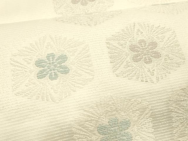 平和屋着物＊夏物　九寸名古屋帯　唐織　舞花文　銀糸　正絹　逸品　DAAX5896cm