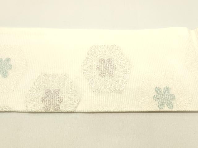 平和屋着物＊夏物　九寸名古屋帯　唐織　舞花文　銀糸　正絹　逸品　DAAX5896cm