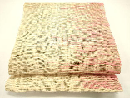 平和屋着物＊夏物 八寸名古屋帯 よろけ縞 正絹 逸品 DAAX5898cm