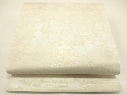 平和屋着物＊夏物 六通柄袋帯 草葉文 銀糸 正絹 逸品 DAAX5900cm