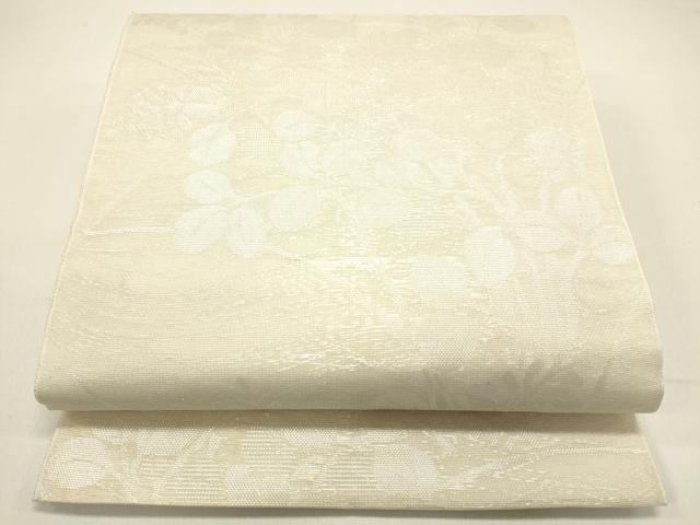 平和屋着物＊夏物 六通柄袋帯 草葉文 銀糸 正絹 逸品 DAAX5900cm