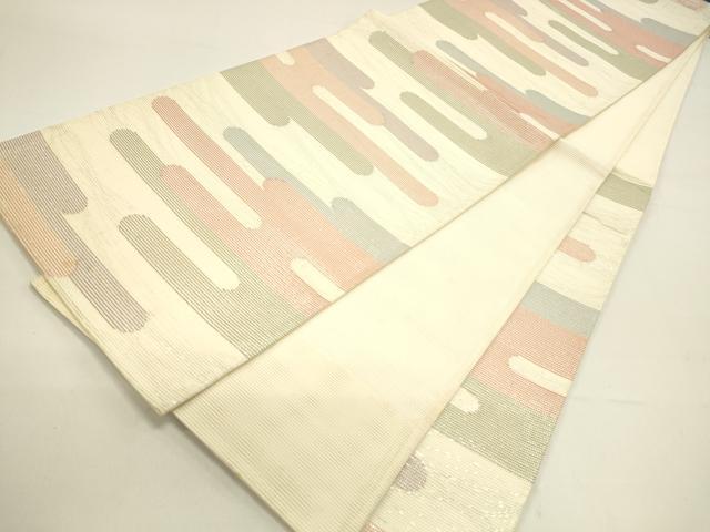 平和屋着物＊夏物　六通柄袋帯　霞文　銀糸　正絹　逸品　DAAX5901cm
