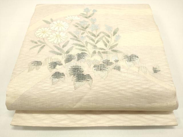 平和屋着物＊夏物 太鼓柄袋帯 草花文 金銀糸 正絹 逸品 DAAX5902cm