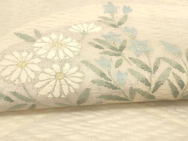 平和屋着物＊夏物 太鼓柄袋帯 草花文 金銀糸 正絹 逸品 DAAX5902cm
