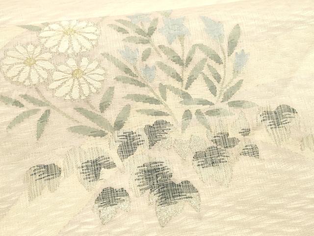 平和屋着物＊夏物 太鼓柄袋帯 草花文 金銀糸 正絹 逸品 DAAX5902cm