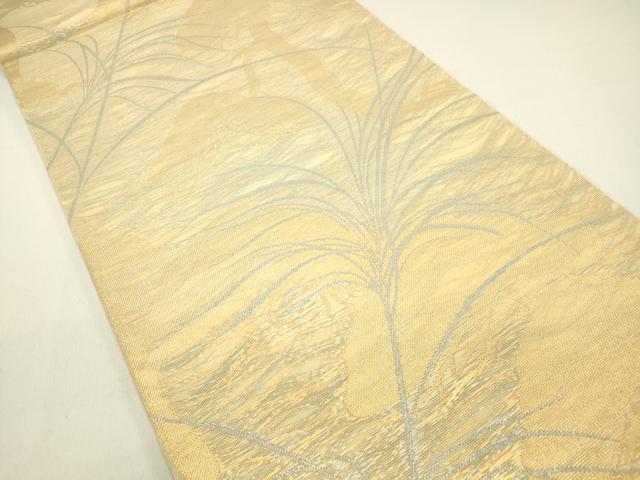 平和屋着物＊夏物 織物一筋名門 織悦 全通柄 本袋帯 草葉松文 金糸 正絹 逸品 DAAX5903cm