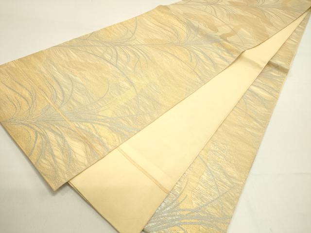 平和屋着物＊夏物 織物一筋名門 織悦 全通柄 本袋帯 草葉松文 金糸 正絹 逸品 DAAX5903cm