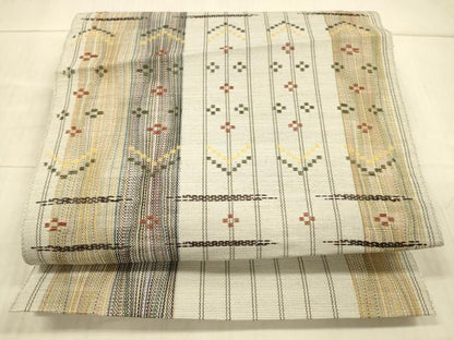平和屋着物＊夏物 八寸名古屋帯 抽象間道 正絹 逸品 DAAX5912cm