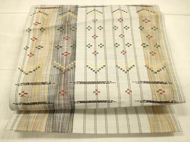 平和屋着物＊夏物 八寸名古屋帯 抽象間道 正絹 逸品 DAAX5912cm